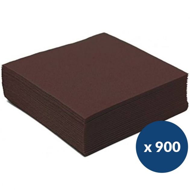 Serviette cocktail papier gaufré 25 x 25 cm x900 marron