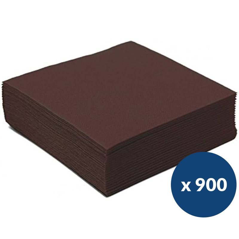 Serviette cocktail papier gaufré 25 x 25 cm x900 marron