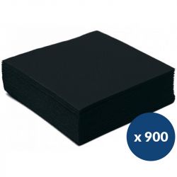 Serviette cocktail papier gaufré 25 x 25 cm x900 noir