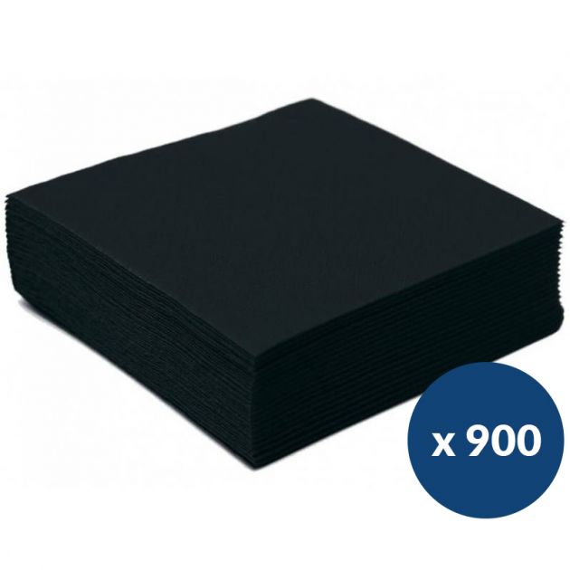 Serviette cocktail papier gaufré 25 x 25 cm x900 noir