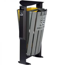 Poubelle exterieur tri selectif avec cendrier Arkea 2 x 60L Recyclé