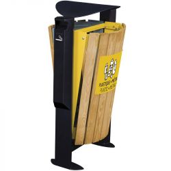 Poubelle exterieur tri selectif avec cendrier Arkea 2 x 60L Bois