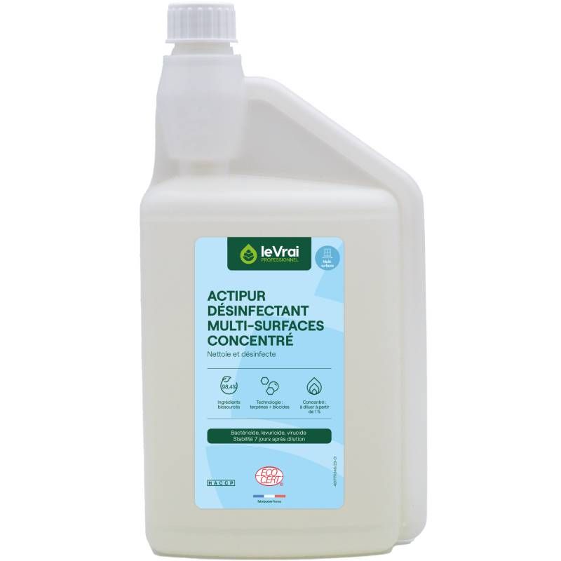 Détergent désinfectant virucide EN14476 Actipur concentré 1 L Détergent désinfectant virucide EN14476 Actipur concentré 1 L