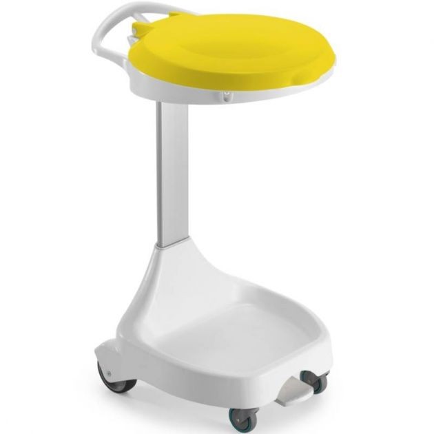 Support sac poubelle mobile à pédale 110 L jaune