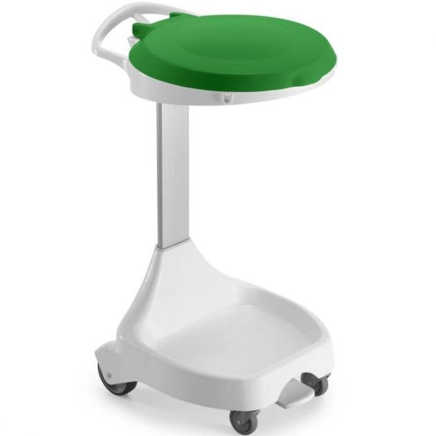 Support sac poubelle mobile à pédale 110 L vert