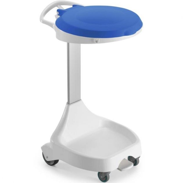 Support sac poubelle mobile à pédale 110 L bleu