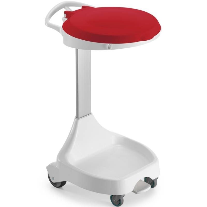 Support sac poubelle mobile à pédale 110 L rouge