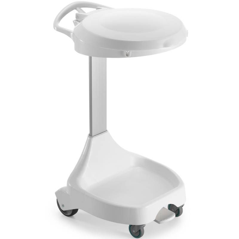 Support sac poubelle mobile à pédale 110 L blanc