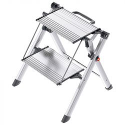 Marchepied pliant 2 marches antidérapantes aluminium face