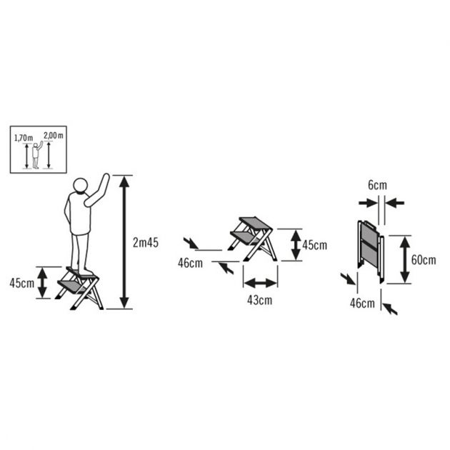 Marchepied pliant​ 2 marches antidérapantes aluminium dimensions