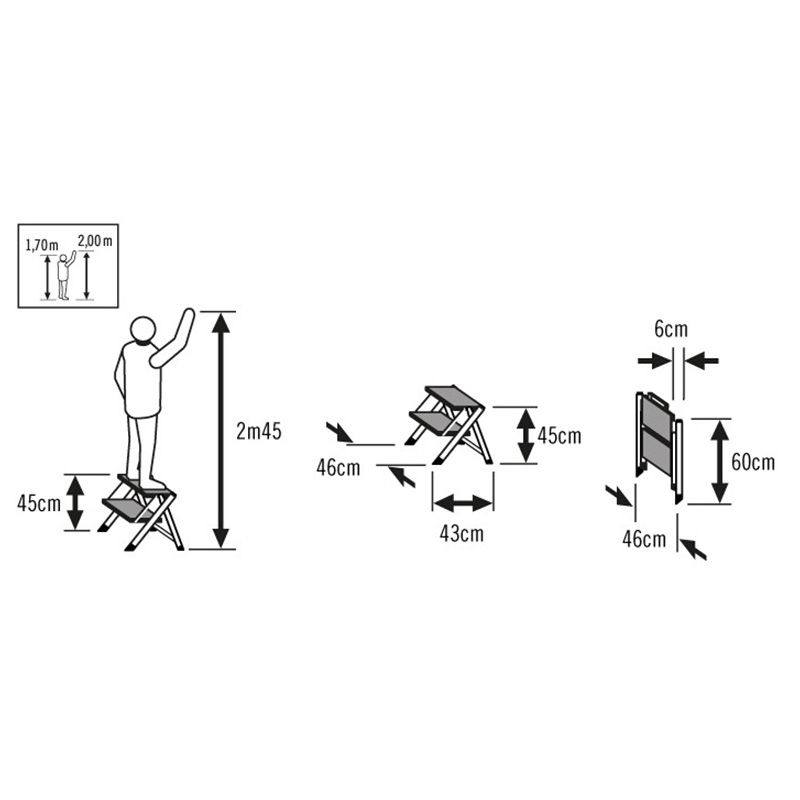 Marchepied pliant​ 2 marches antidérapantes aluminium dimensions