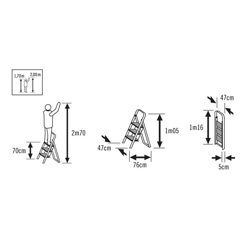Marchepied pliable antidérapant acier 3 marches dimensions Marchepied pliable antidérapant acier 3 marches dimensions