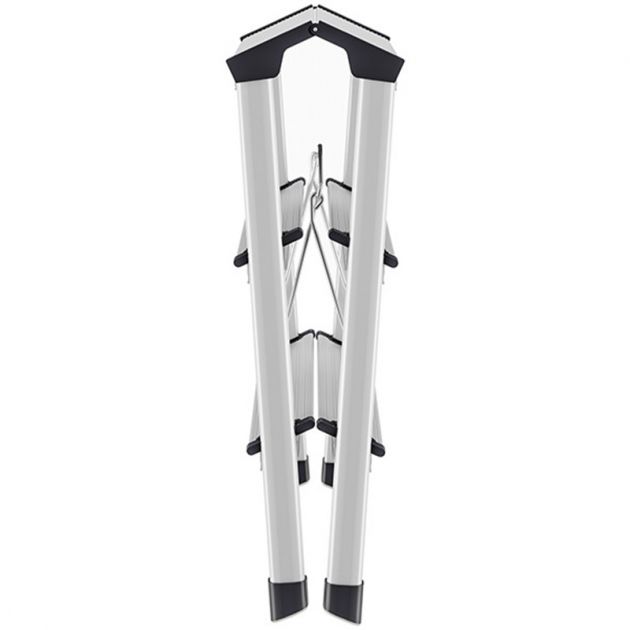 Marchepied double accès pliant en aluminium 3 marches plié coté Marchepied double accès pliant en aluminium 3 marches plié coté