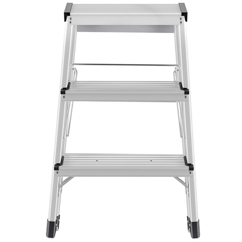 Marchepied double accès pliant en aluminium 3 marches plié de face Marchepied double accès pliant en aluminium 3 marches plié de face