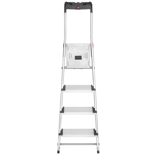 Escabeau pliable sécurisé avec double garde corps 4 marches face plié