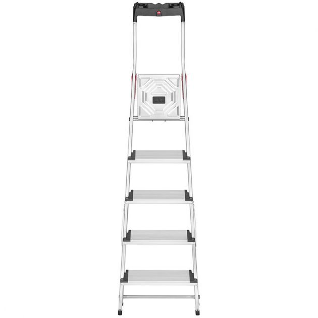 Escabeau pliable sécurisé avec double garde corps 5 marches face plié