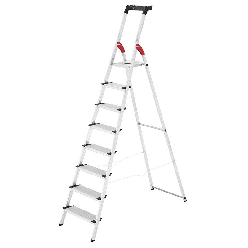 Escabeau pliable sécurisé avec double garde corps 8 marches