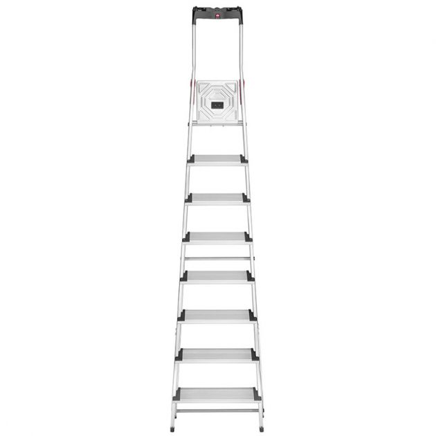 Escabeau pliable sécurisé avec double garde corps 8 marches face plié