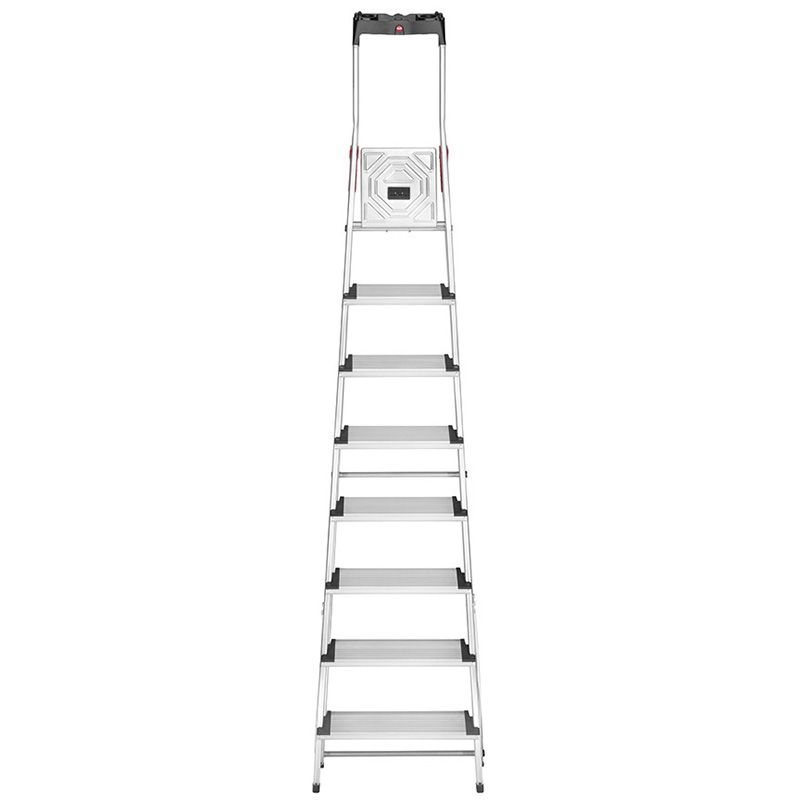 Escabeau pliable sécurisé avec double garde corps 8 marches face plié