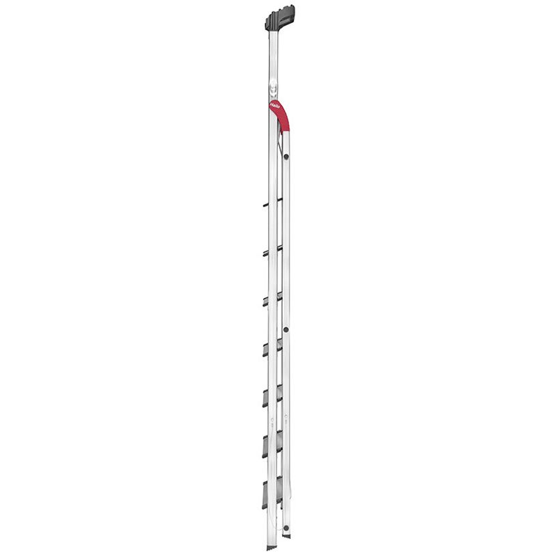 Escabeau pliable sécurisé avec double garde corps 8 marches coté plié