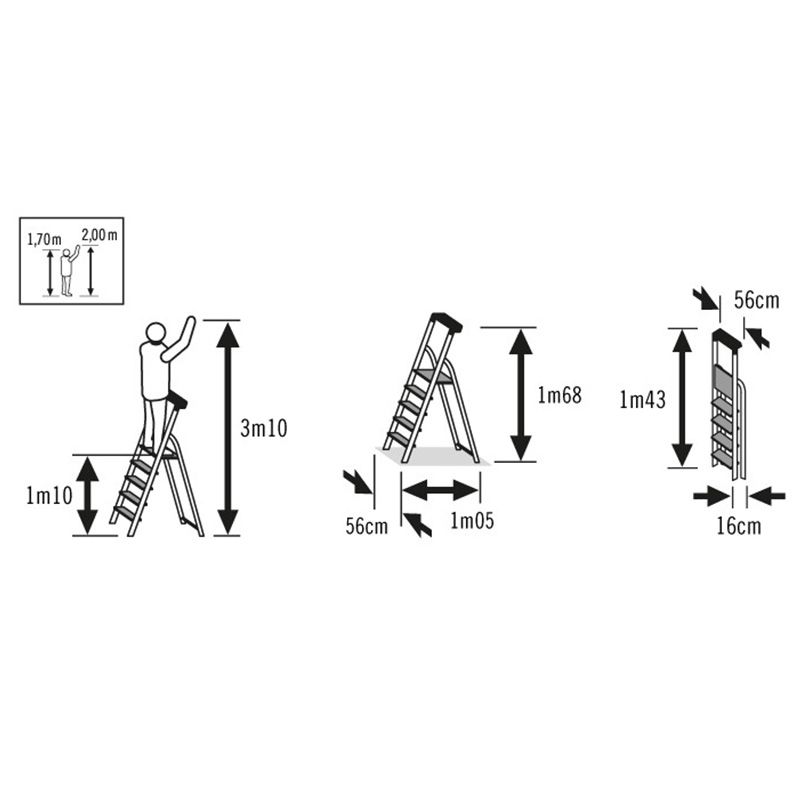 Escabeau télescopique 3 m en aluminium dimensions