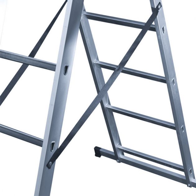 Echelle transformable 3 plans en aluminium barreaux