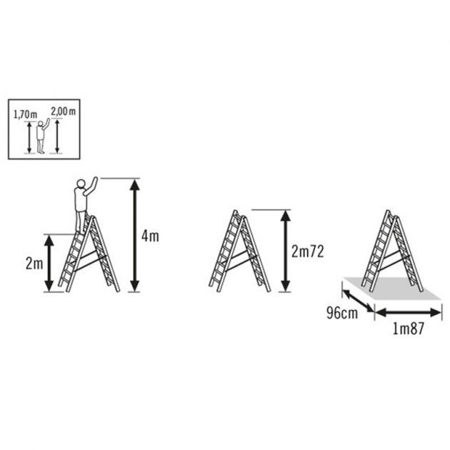 Echelle transformable base évasée 3 plans dimensions 10 echellons echelle double Echelle transformable base évasée 3 plans dimensions 10 echellons echelle double