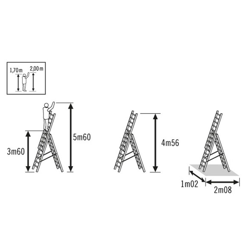 Echelle transformable base évasée 3 plans dimensions 11 echellons echelle aerienne Echelle transformable base évasée 3 plans dimensions 11 echellons echelle aerienne