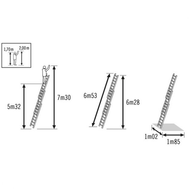Echelle transformable base évasée 3 plans dimensions 11 echellons echelle d'appui Echelle transformable base évasée 3 plans dimensions 11 echellons echelle d'appui
