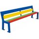 Banc extérieur école bois et acier multicolore