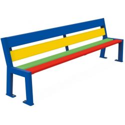 Banc extérieur école bois et acier multicolore