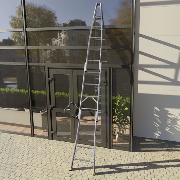 Echelle laveur de vitres en aluminium 1,75m en situation Echelle laveur de vitres en aluminium 1,75m en situation