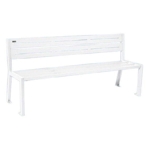 Banc public en métal blanc 8 places design Banc public en métal blanc 8 places design