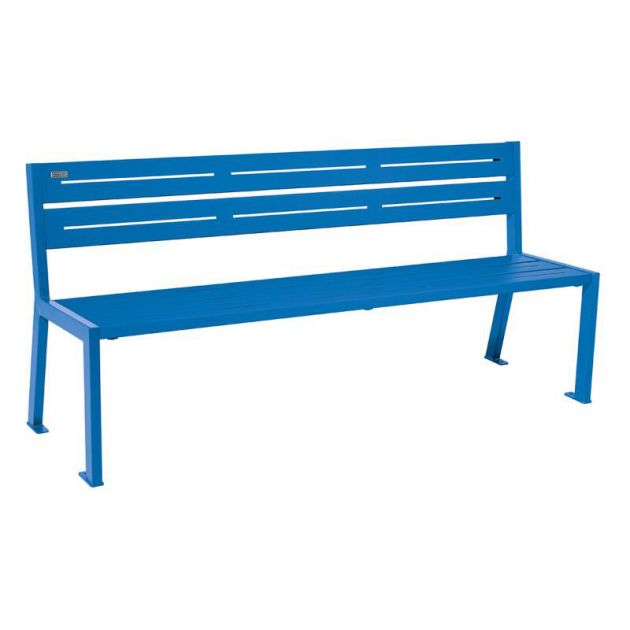 Banc public en métal bleu 8 places design Banc public en métal bleu 8 places design