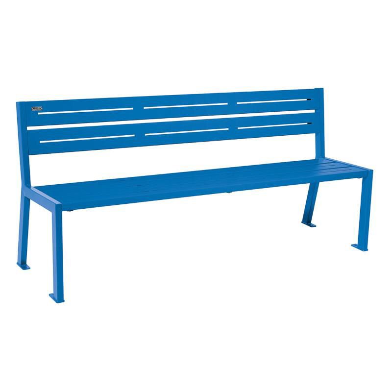 Banc public en métal bleu 8 places design Banc public en métal bleu 8 places design