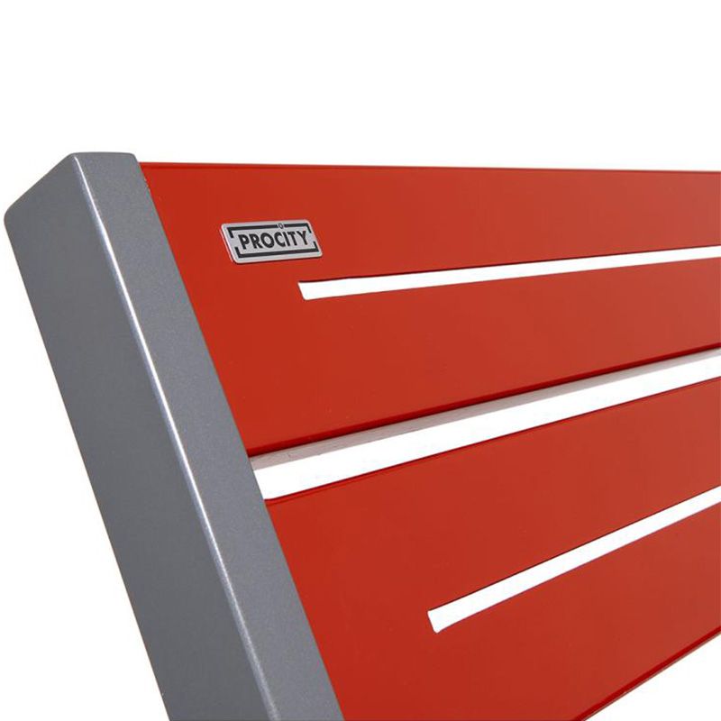 Banc eco-responsable silaos 5 lames acier sans accoudoir lg 1800mm rouge Banc eco-responsable silaos 5 lames acier sans accoudoir lg 1800mm rouge