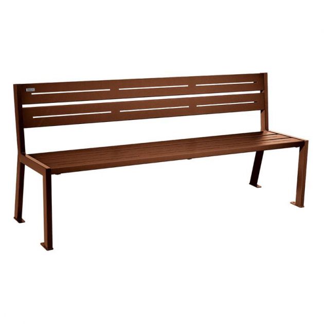 Banc public en métal couleur corten 8 places design Banc public en métal couleur corten 8 places design