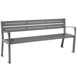 Banc eco-responsable silaos 5 lames acier avec accoudoir lg 1800mm gris procity