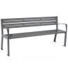 Banc eco-responsable silaos 5 lames acier avec accoudoir lg 1800mm gris procity