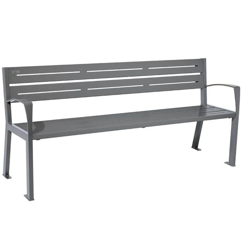 Banc eco-responsable silaos 5 lames acier avec accoudoir lg 1800mm gris procity