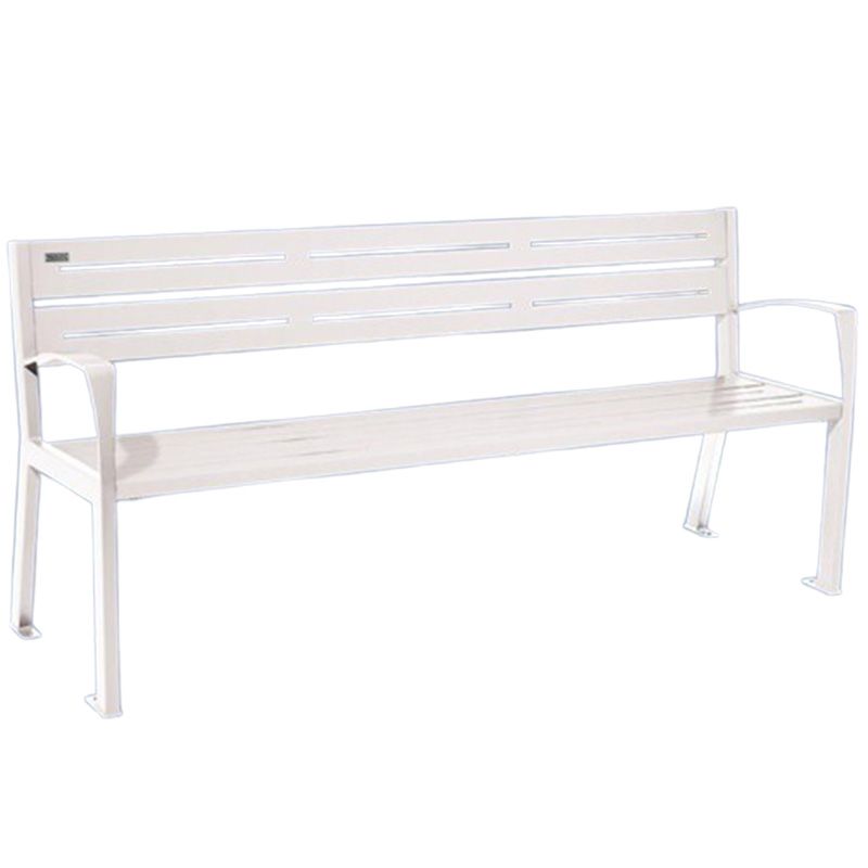 Banc eco-responsable silaos 5 lames acier avec accoudoir lg 1800mm blanc