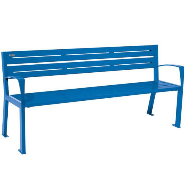 Banc eco-responsable silaos 5 lames acier avec accoudoir lg 1800mm bleu