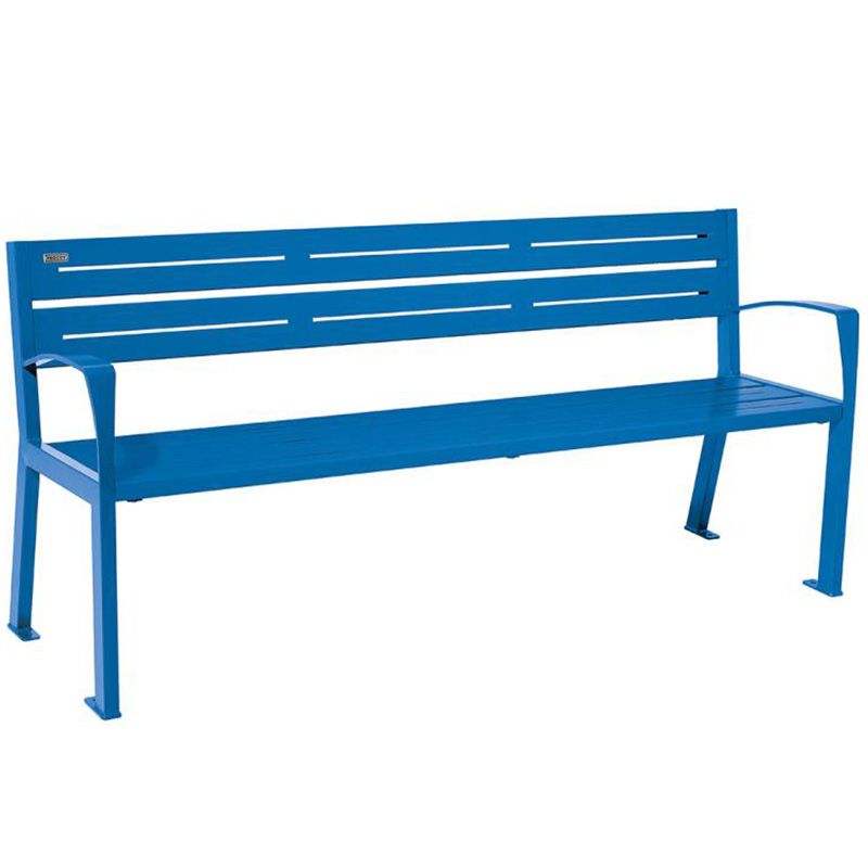 Banc eco-responsable silaos 5 lames acier avec accoudoir lg 1800mm bleu