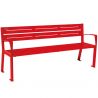 Banc eco-responsable silaos 5 lames acier avec accoudoir lg 1800mm rouge