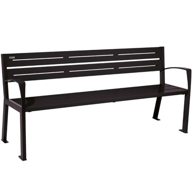 Banc eco-responsable silaos 5 lames acier avec accoudoir lg 1800mm noir