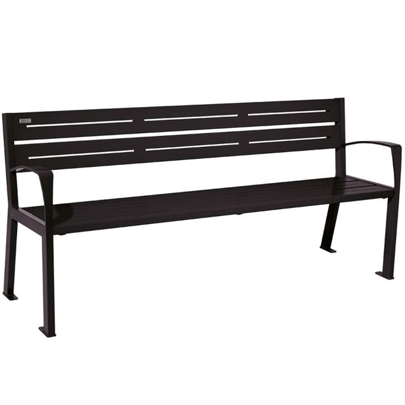 Banc eco-responsable silaos 5 lames acier avec accoudoir lg 1800mm noir
