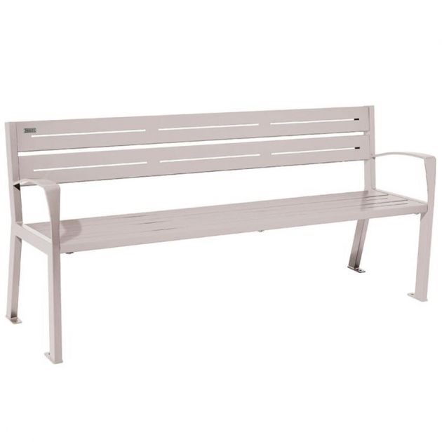 Banc eco-responsable silaos 5 lames acier avec accoudoir lg 1800mm gris