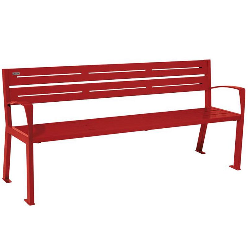 Banc eco-responsable silaos 5 lames acier avec accoudoir lg 1800mm bordeaux