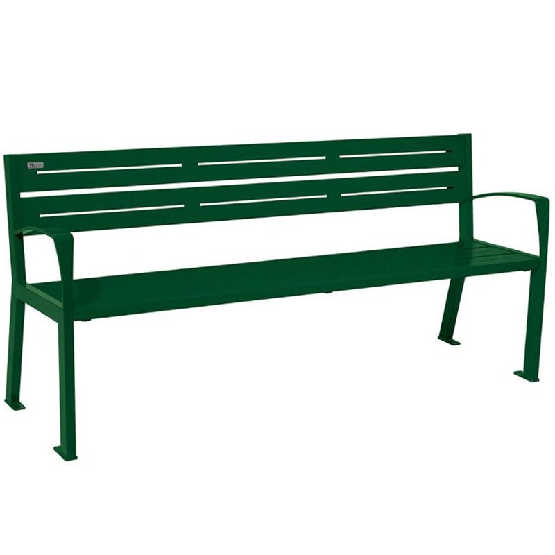 Banc eco-responsable silaos 5 lames acier avec accoudoir lg 1800mm vert
