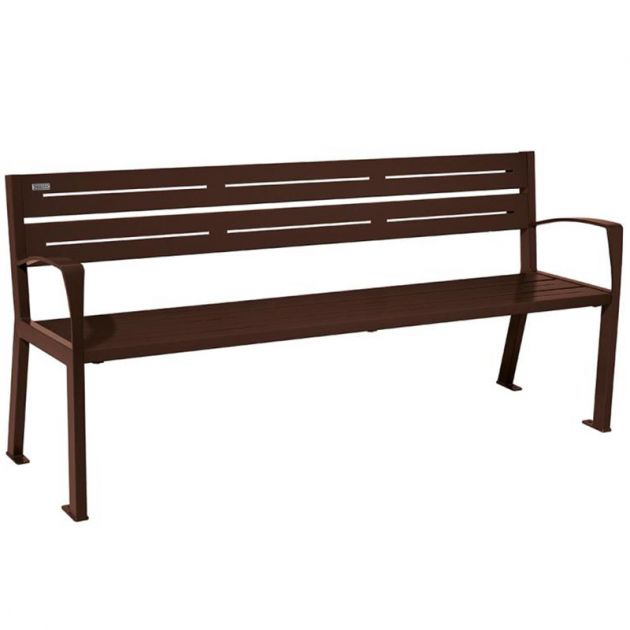 Banc eco-responsable silaos 5 lames acier avec accoudoir lg 1800mm marron